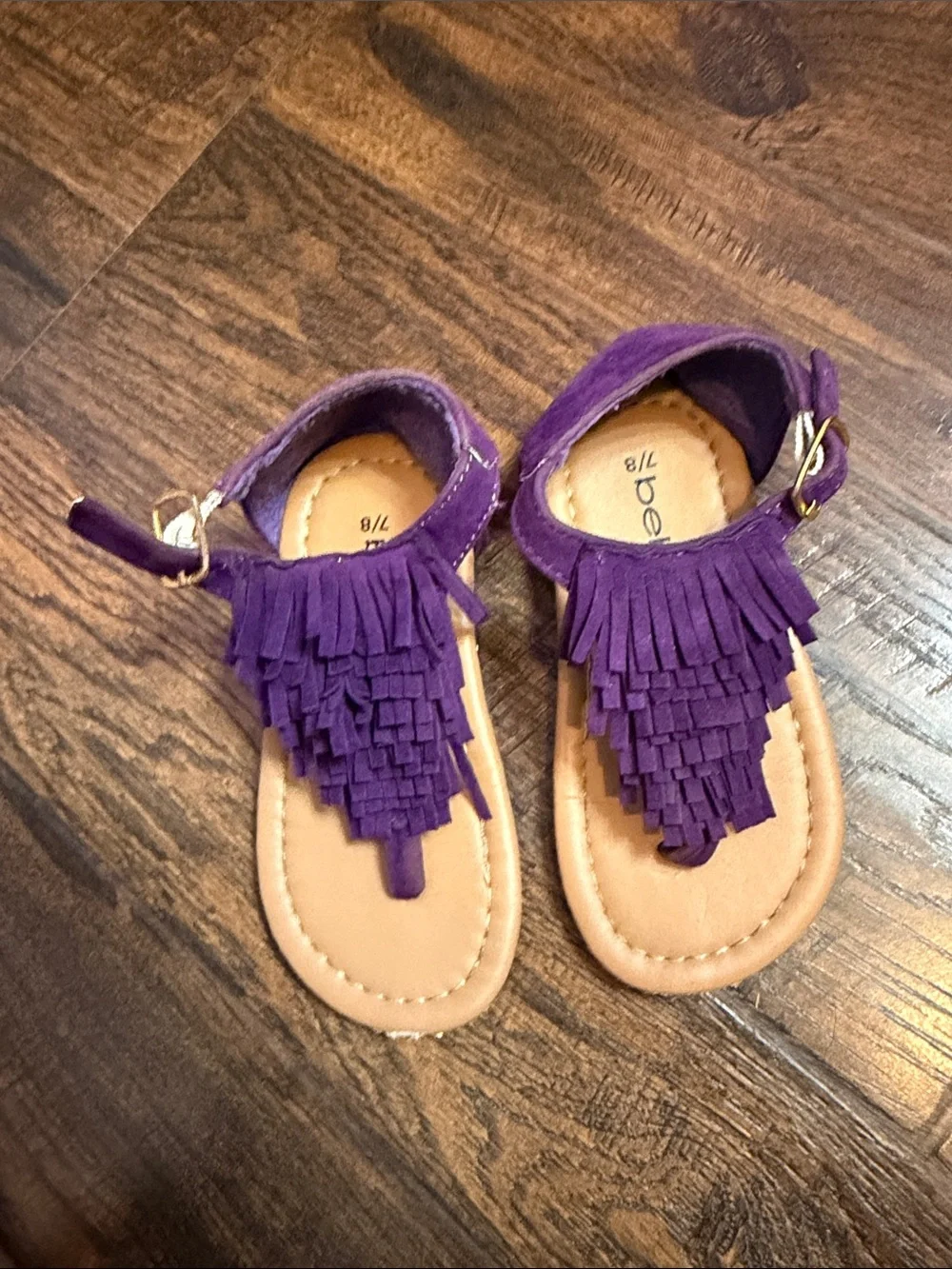 bebe Purple Fringe Kids Sandals & Pink Glitter T-Strap Sandals